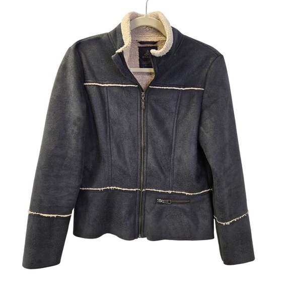 Prana Esme Faux Suede Sherpa Lined Full Zip Jacket Size Small - Picture 1 of 8
